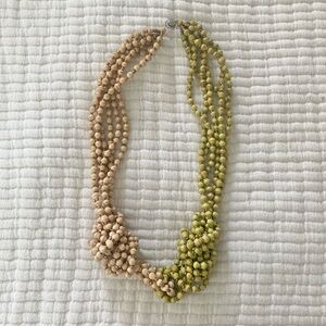 Elegant paper Beaded Necklace made in Uganda in peach and lime green